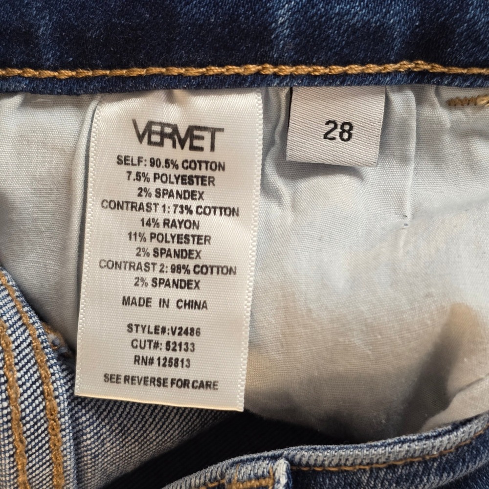 Vervet by Flying Monkey Colorblock Flare Jeans High Rise Panel Denim Sz 28 Boho - Picture 10 of 12